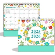 2025-2026 Small Desk Calendar 8x7 inch Standing Desk Calendar, 18 Months,Mini Desk Calendar from 2025.01 to 2026.6, Desktop Calendar, Academic Year Easel Calendar, Desktop Calendar Planner (Flowers)